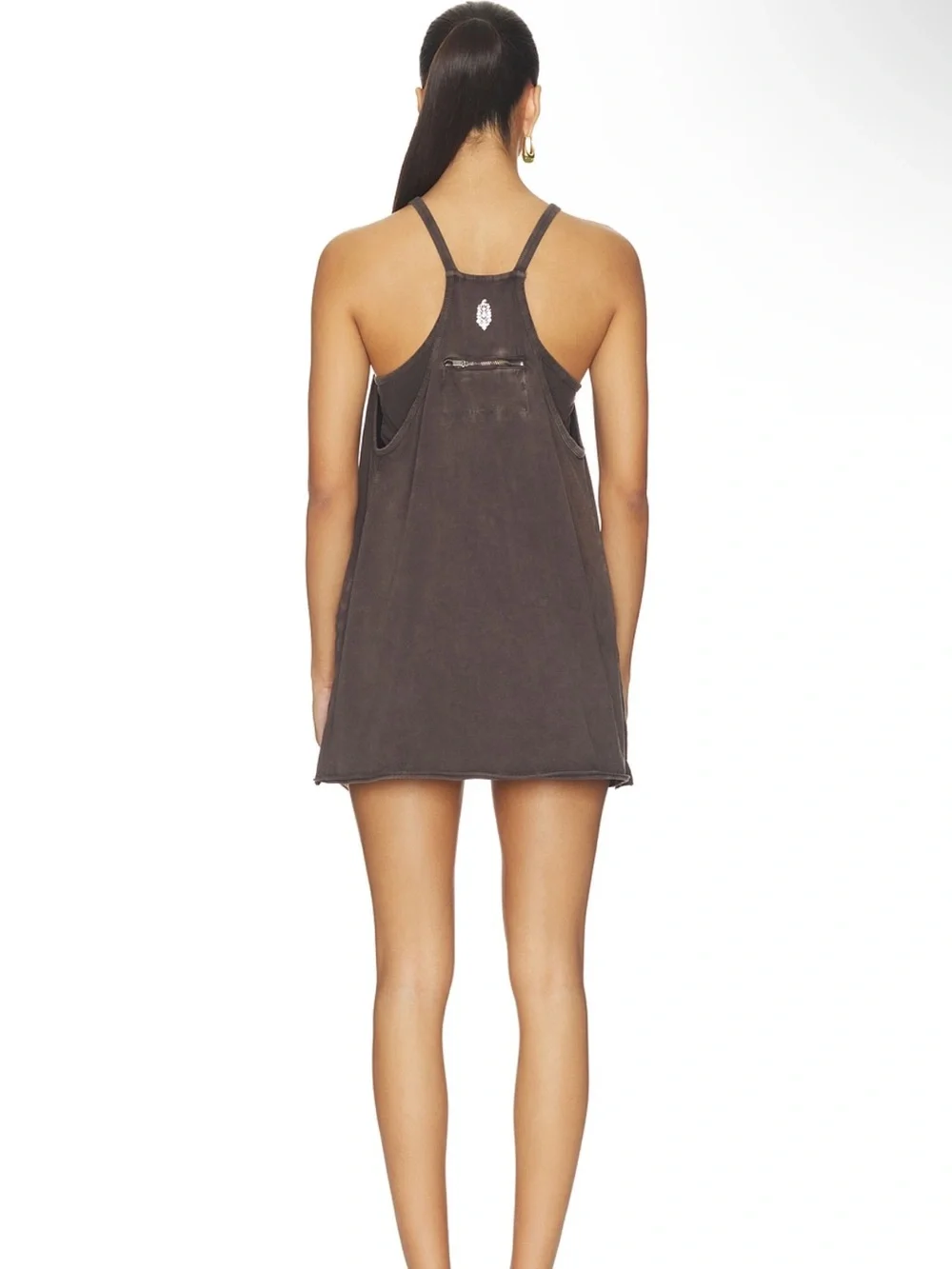 Free People x FP Movement Hot Shot Mini Romper Dress in Chocolate size large